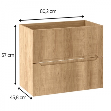 Ryflowana szafka pod umywalkę 80 cm łazienkowa podwieszana Hikora NORO